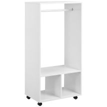 HOMCOM Mobiler Kleiderschrank Garderobe Schrank mit Regal 4 Schwenkräder für Wohnzimmer Schlafzimmer, Aluminiumlegierungen, 60 x 40 x 128 cm, Weiß   Aosom