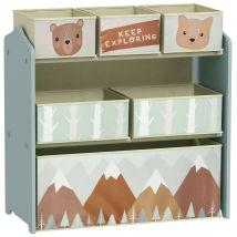 ZONEKIZ Meuble de rangement enfant avec 6 boîtes amovibles en tissu non tissé Organisateur de jouets, étagère 63L x 30l x 66H cm