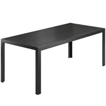 Outsunny Gartentisch Aluminium Tisch 120x70 cm für Garten Terrasse Holz-Kunststoff Polyholz schwarz wetterfest & modern   Aosom.de