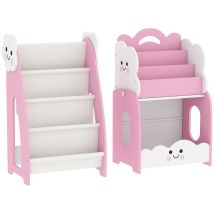 AIYAPLAY Kinderregal Bücherregal Kinder mit Organizer, Magazinregal Spielzeugregal für 3-8 Jahre Kinderzimmerregal für Spielzeug Bücher für Spielzimmer Kinderzimmer 85,5 x 32 x 72 cm Rosa   Aosom