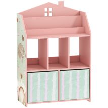 AIYAPLAY Kinderregal Bücherregal Kinder mit 2 Stoffschubladen offen Regal Spielzeugregal für 3-8 Jahre Kinderzimmerregal für Spielzeug Bücher für Spielzimmer Kinderzimmer 62,5x30x91,5 cm Rosa   Aosom