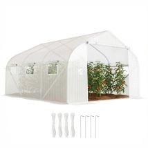 Outsunny Invernadero con Cubierta para Jardín Patio Caseta 445x299x205 cm Mosquitera Plantas Flores Blanco   Aosom España