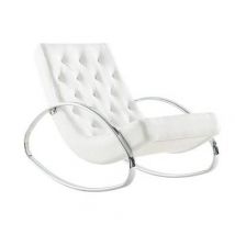 Miliboo - Rocking Chair Design Blanc Et Acier Chromé Chesty - L112xp62xh80