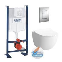 Grohe - Pack Wc Vitra Grohe Sento Sans Bride - Rapid Sl Autoportant Nf - Plaque Skate Cosmo Chrome (projectsento-1/bp)