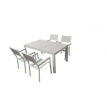 Concept Usine - Table De Jardin Et 4 Fauteuils En Aluminium Gris Et Blanc Siderno