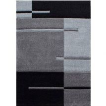 Studio Deco - Traits - Tapis Géométrique - Noir Et Gris 160 X 230 Cm