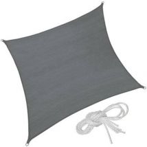 Tectake - Tectake Voile D'ombrage Carrée, Gris - 360 X 360 Cm