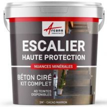 Arcane Industries - Béton Ciré Escalier - Kit Complet Primaire Et Vernis - Neuf Ou Rénovation-2 M² (en 2 Couches) Cacao Marron