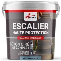 Arcane Industries - Béton Ciré Escalier - Kit Complet Primaire Et Vernis - Neuf Ou Rénovation-2 M² (en 2 Couches) Canard Gris Bleuté