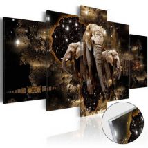 Decoshop26 - Tableaux En Verre Acrylique Décoration Murale En 5 Panneaux Motif Éléphants Bruns 100x50 Cm Tva110152