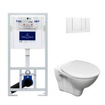 Villeroy & Boch - Villeroy & Boch Pack Wc Bâti-support Viconnect + Wc Cersanit S-line Pro + Abattant + Plaque Blanche (viconnects-linepro-2)