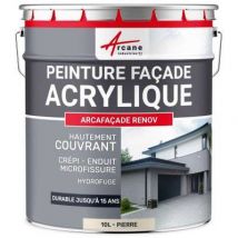 Arcane Industries - Peinture Façade Et Crépi - Arcafaçade Rénov-10 L (+ Ou - 60 M² En 1 Couche) Pierre - Ral 090 90 10