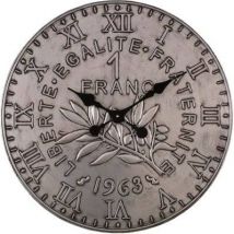 Antic Line - Horloge En Fer Pièce De Monnaie 60 Cm 1 Franc - Argent