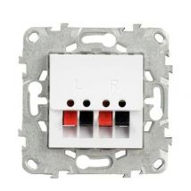 Schneider Electric - Prise Haut-parleurs 2 Sorties (2x Rouge + 2x Noir) Blanc Unica