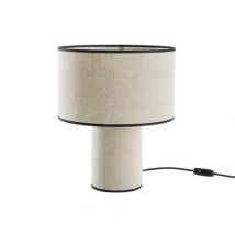 Miliboo - Lampe À Poser Design En Lin Et Coton Noir H36 Cm Slot - L30xp30xh36