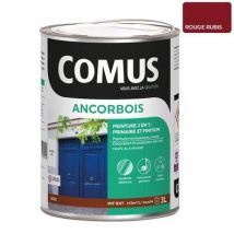 Comus - Ancorbois Rouge Rubis Ral 3003 3l - Peinture De Protection Et De Décoration Microporeuse 2 En 1 Bois
