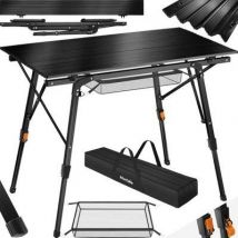 Tectake - Tectake Table De Camping Tina En Aluminium, Pliable Et Réglable En Hauteur - Noir