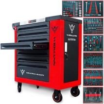 Widmann - Servante D'atelier Widmann Tools Cabinet Max Edition Pro Tcm7-7- Red Glossy Noir Mat, Roulettes 7 Tiroirs 260 Outils, 1 Placard