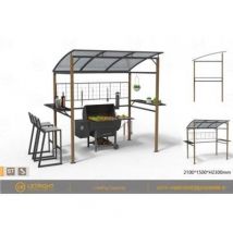Proloisirs - Abri Barbecue Darwin En Aluminium/acier Heat/toit Polycarbonate - Oak/graphite