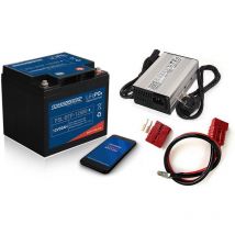 Batería Litio Power Sonic Lifepo4 Power Sonic 12v 50ah Avec Bluetooth Intégré + Chargeur Non Étanche 10a + Kit De Connexion Bl-btp-1250-10