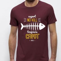 Camisola De Mangas Curtas Homem - Burgundy Monsieur Pêcheur Expert No Kill - Burgundy Tshirtexpertnokill-28