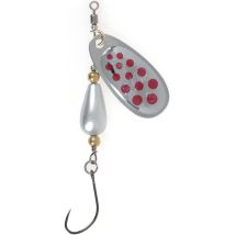 Cuiller Tournante Evia Dotty Max Mod 11m Hameçon Simple Sans Boucle - Argent Points Rouge 3g - Pour Pêche de la Truite - Pêcheur.com
