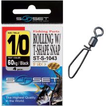 Emerillon Agrafe Mer Sunset Rolling W / T-shape Snap St-s-1043 - Par 4 No2 - Pour Pêche en Mer - Pêcheur.com