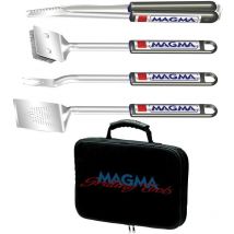 Jeu De 4 Ustensiles Extensibles Magma Inox Pour Barbecue + 1 Sacoche 4 Ustensiles Barbecue + Sacoche
