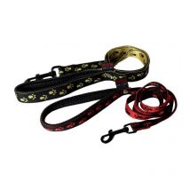 Laisse Nylon Pour Chien Martin Sellier Pattes Original Noir/rouge 60cm - Largeur 40mm