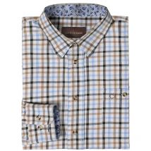 Long Sleeved-shirt Man Club Interchasse Steeve Squares Bleu/marron Cich168-bm-(a)-m