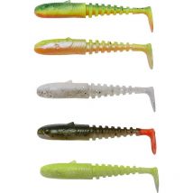 Leurre Souple Savage Gear Gobster Shad - 9cm - Par 5 Dark Water Mix - Pêcheur.com