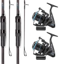 Ensemble Carpe Nash X-series 12 Pieds 3,25lbs + Lr 6000 Ensemble 2 Cannes + 2 Moulinets - Pêcheur.com