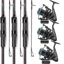 Ensemble Carpe Nash X-series 12 Pieds 3,25lbs + Lr 6000 Ensemble 3 Cannes + 3 Moulinets - Pêcheur.com