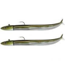 Kit Leurre Souple Arme Fiiish Combo Crazy Sand Eel 180 + Tête Plombée Extra Deep Kaki - Pêcheur.com
