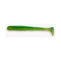 Leurre Souple Crazy Fish Vibro Worm 3.4" Sinking - 8.5cm - Par 5 Lime Chart - Pêcheur.com