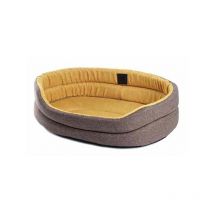 Corbeille Chien Tissu Ovale Marron-jaune - 60cm