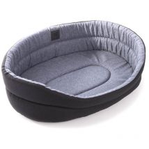 Corbeille Chien Tissu Ovale Noir-gris - 90cm