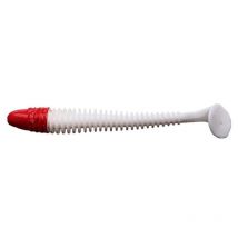 Leurre Souple Crazy Fish Vibro Worm 5" - 12cm - Par 4 Red Head White