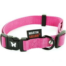 Collier Chien Nylon Uni Reglable Martin Sellier Rose - 30-45cm