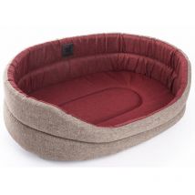 Corbeille Chien Tissu Ovale Rouge-marron - 70cm