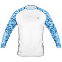 Men's Long Sleeve T-shirt Preston Innovations Performance Sun Shirt Upf-35 - Blanc/bleu P0200458