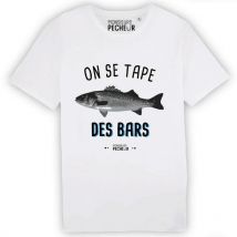 Men's Short Sleeve T-shirt Monsieur Pêcheur On Se Tape Des Bars - Blanc Tshirtonsetape-7