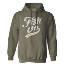 Men's Sweatshirt Cyril Chauquet Fish On Vintage - Kaki Hood-fishonvin-vertmili-m