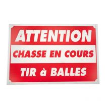 Panneau De Signalisation Januel Attention Chasse En Cours Tir À Balles 60 X 40cm