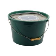 Seau A Vifs Plastilys 18l Rond Vert Fonce + Panier Vivier Seau À Vifs + Panier Vivier - Pêcheur.com
