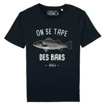 Short Sleeve Men's Tee Shirt Monsieur Pêcheur On Se Tape Des Bars - Noir Tshirtonsetape-3