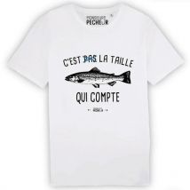 Short Sleeve T-shirt For Men Monsieur Pêcheur C'est Pas La Taille Qui Compte - Truite - Blanc Tshirttaillecarpe-9