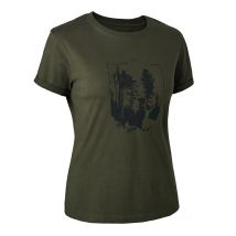 Short-sleeved T-shirt Woman Deerhunter Lady With Shield Khaki 8389-378dh-40