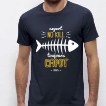 T-shirt De Homem De Mangas Curtas - Marinho Monsieur Pêcheur Expert No Kill - Marine Tshirtexpertnokill-14