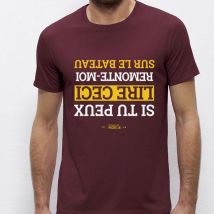 T-shirt De Mangas Curtas Homem - Burgundy Monsieur Pêcheur Remonte Moi Sur Le Bateau - Burgundy Tshirtremontemoi-27